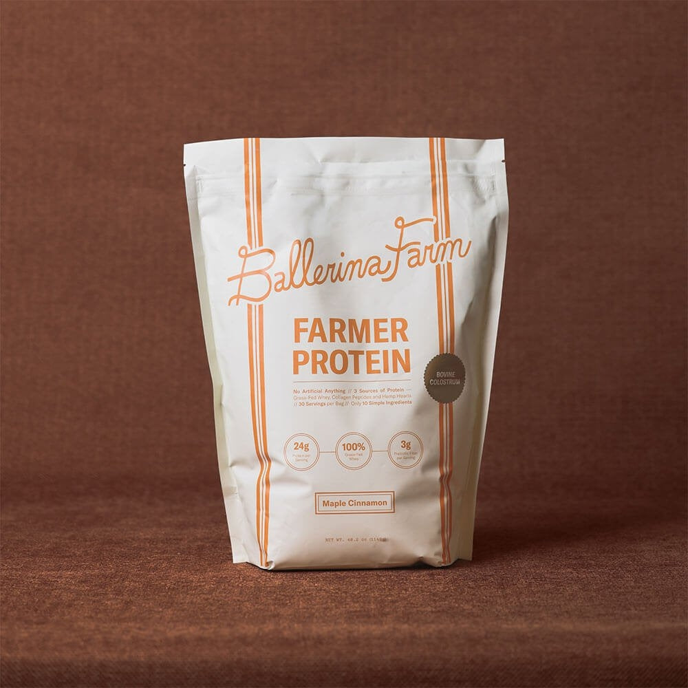 Ballerina Farm Grass Fed Whey Protein Powder, 24g Protein with Collagen Peptides, Bovine Colostrum, Hemp Hearts & Prebiotic Fiber, No Artificial Ingredients